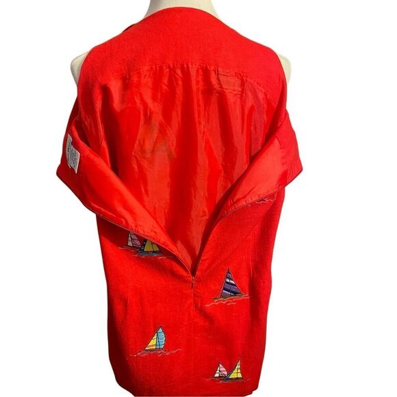 Ultra Dress New York Vintage 80’s/90’s Red Linen Fully Lined Sleeveless Nautical - Picture 11 of 15